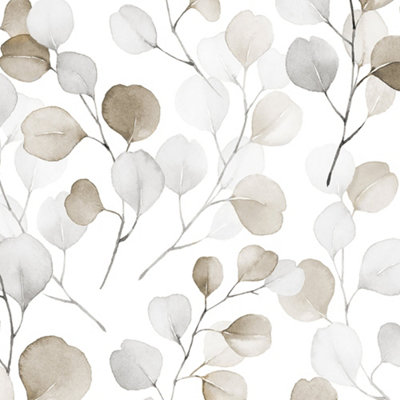 Galerie Flora Silver Eucalyptus Trailing Leaf Wallpaper