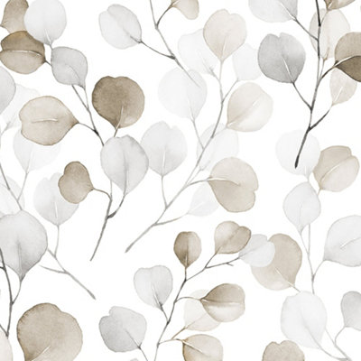 Galerie Flora Silver Eucalyptus Trailing Leaf Wallpaper