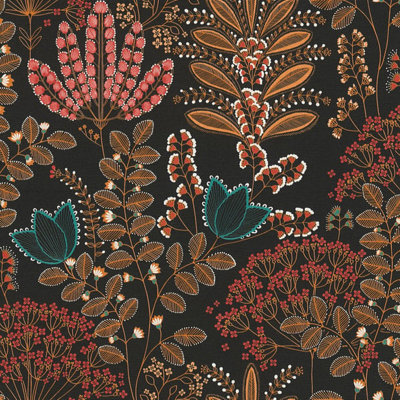 Galerie Flourish Black Floral Wallpaper FL61129