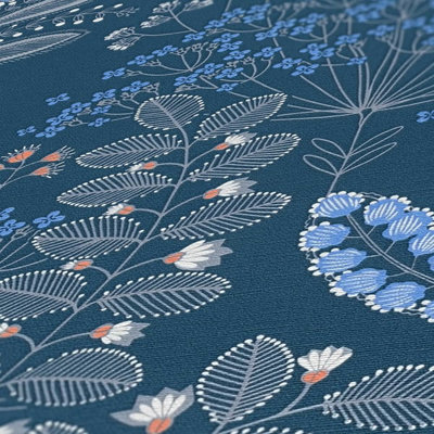 Galerie Flourish Blue Floral Wallpaper FL61128