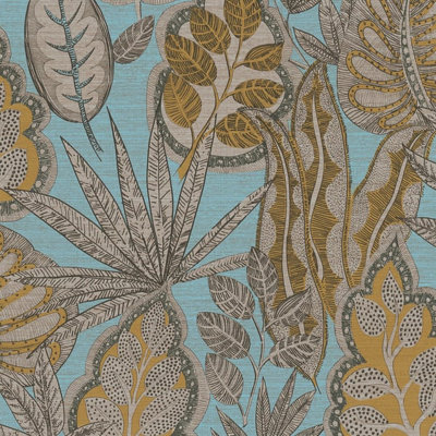 Galerie Flourish Blue Tree Leaf Wallpaper FL61114