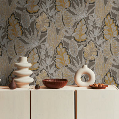 Galerie Flourish Bronze Tree Leaf Wallpaper FL61113