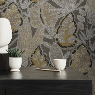Galerie Flourish Bronze Tree Leaf Wallpaper FL61113