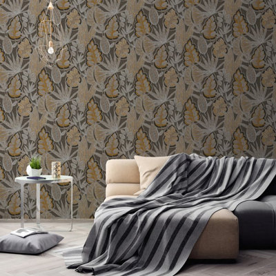 Galerie Flourish Bronze Tree Leaf Wallpaper FL61113