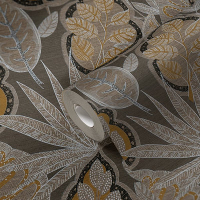 Galerie Flourish Bronze Tree Leaf Wallpaper FL61113