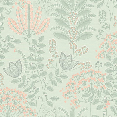 Galerie Flourish Green Floral Wallpaper FL61127