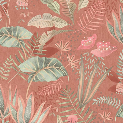 Galerie Flourish Orange Floral Wallpaper FL61122