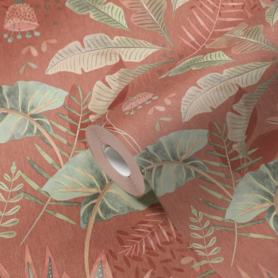 Galerie Flourish Orange Floral Wallpaper FL61122