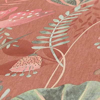 Galerie Flourish Orange Floral Wallpaper FL61122