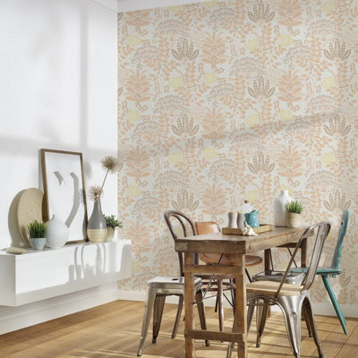 Galerie Flourish Orange Floral Wallpaper FL61125