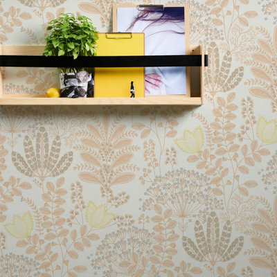 Galerie Flourish Orange Floral Wallpaper FL61125