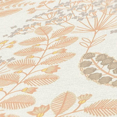 Galerie Flourish Orange Floral Wallpaper FL61125