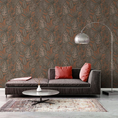 Galerie Flourish Orange Tree Leaf Wallpaper FL61112