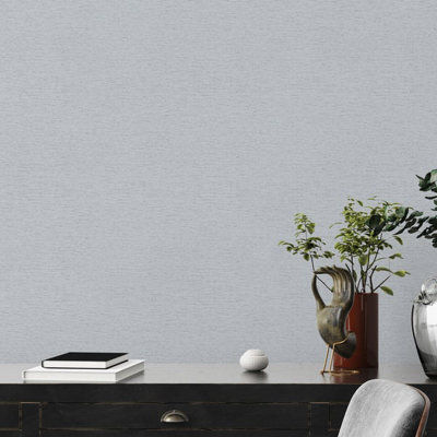 Galerie Flourish Silver Plain Texture Wallpaper FL61137