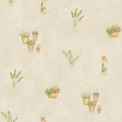 Galerie Fresh Kitchens 5 Beige Garden Herbs Smooth Wallpaper