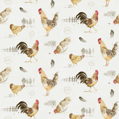 Galerie Fresh Kitchens 5 Bronze Brown Cocks & Hens Smooth Wallpaper