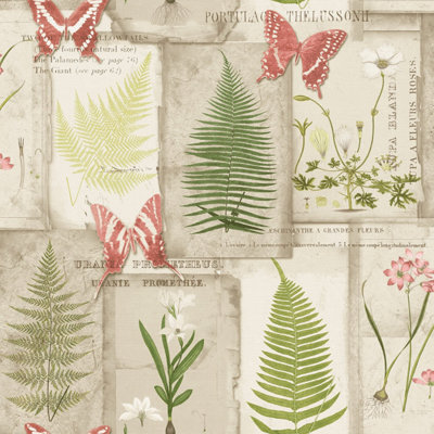 Galerie Fresh Kitchens 5 Green Botanical Elements Smooth A4 Wallpaper Sample