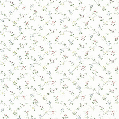 Galerie Fresh Kitchens 5 Green Dainty Flower Smooth Wallpaper | DIY at B&Q