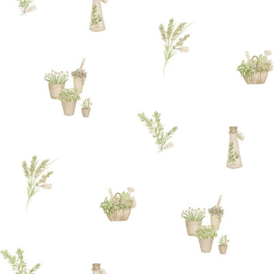 Galerie Fresh Kitchens 5 Green Garden Herbs Smooth Wallpaper