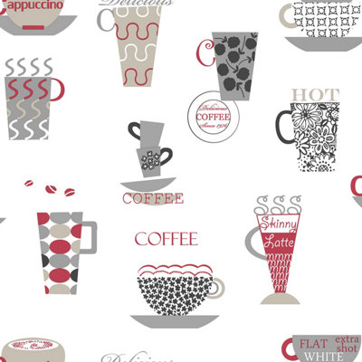 Galerie Fresh Kitchens 5 Red Coffee Smooth Wallpaper | DIY at B&Q