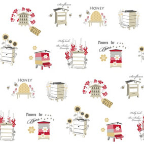 Galerie Fresh Kitchens 5 Red Honey Bees Smooth Wallpaper