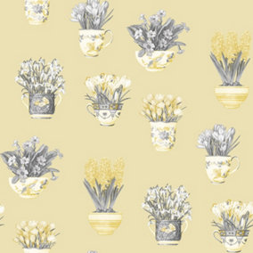 Galerie Fresh Kitchens 5 Yellow Gold Bold Flower Smooth Wallpaper