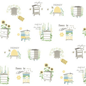 Galerie Fresh Kitchens 5 Yellow Gold Honey Bees Smooth Wallpaper
