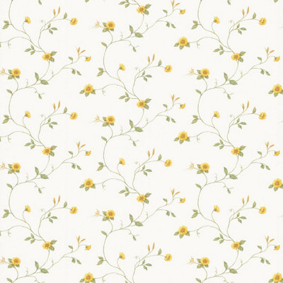 Galerie Fresh Kitchens 5 Yellow Gold Single Flower Vine Smooth Wallpaper