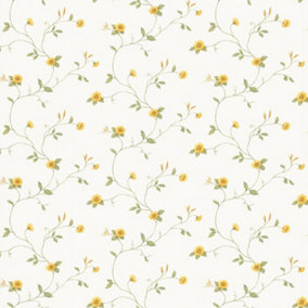 Galerie Fresh Kitchens 5 Yellow Gold Single Flower Vine Smooth Wallpaper