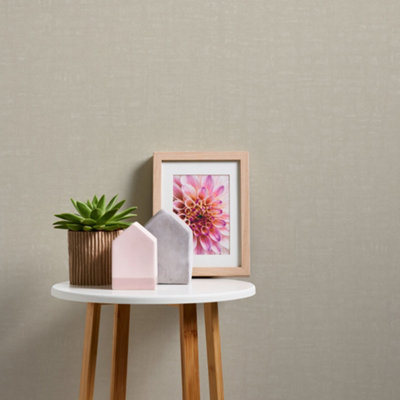 Galerie Fusion Beige Linen Effect Textured Wallpaper