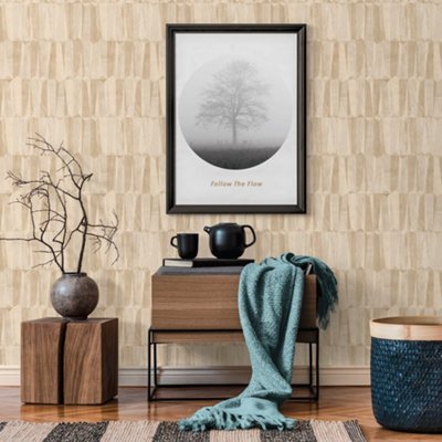Galerie Fusion Brown Geo Point Wood Effect Motif Wallpaper