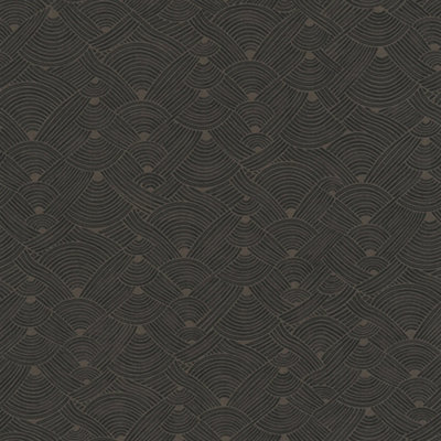 Galerie Fusion Brown Geo Swirl Motif Wallpaper