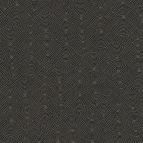 Galerie Fusion Brown Geo Swirl Motif Wallpaper