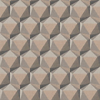 Galerie Fusion Brown Geometric Motif Wallpaper