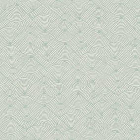 Galerie Fusion Green Geo Swirl Motif Wallpaper
