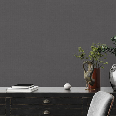 Galerie Fusion Grey Hessian Effect Textured Wallpaper