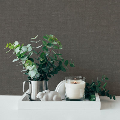 Galerie Fusion Grey Linen Effect Textured Wallpaper