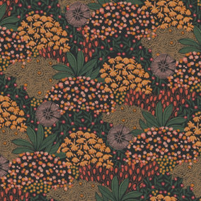 Galerie Fusion Orange Forest Bloom Motif Wallpaper