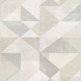 Galerie Geometrix Beige Grey Silk Screen Geometric Smooth Wallpaper