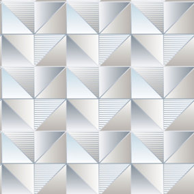 Galerie Geometrix Blue Grey Cubist Smooth Wallpaper