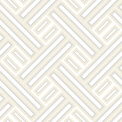 Galerie Geometrix Cream Pearl Silver Geo Rectangular Smooth Wallpaper