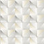 Galerie Geometrix Cream Silver Cubist Smooth Wallpaper