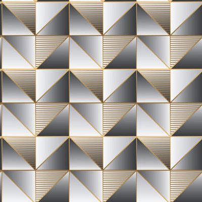 Galerie Geometrix Gold Black Cubist Smooth Wallpaper