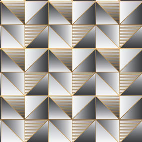 Galerie Geometrix Gold Black Cubist Smooth Wallpaper