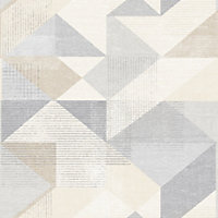Galerie Geometrix Grey Beige Silk Screen Geometric Smooth Wallpaper