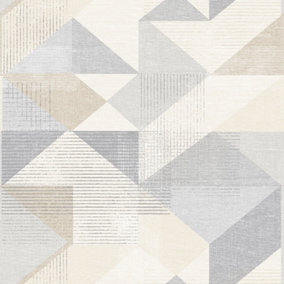 Galerie Geometrix Grey Beige Silk Screen Geometric Smooth Wallpaper
