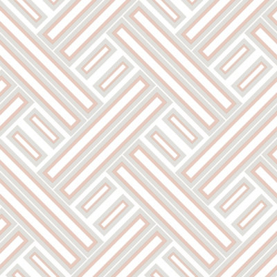 Galerie Geometrix Grey Rose Gold Geo Rectangular Smooth Wallpaper