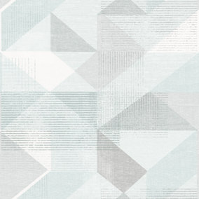 Galerie Geometrix Mint Green Grey Silk Screen Geometric Smooth Wallpaper