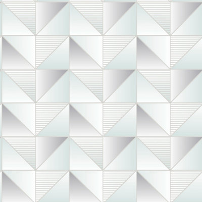 Galerie Geometrix Mint Silver Cubist Smooth Wallpaper