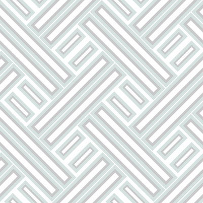 Galerie Geometrix Mint Silver Geo Rectangular Smooth Wallpaper
